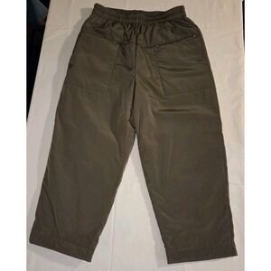 Vincent Olive Green Puffy‎ Cropped Pants Elastic Waist Casual Lounge Trousers